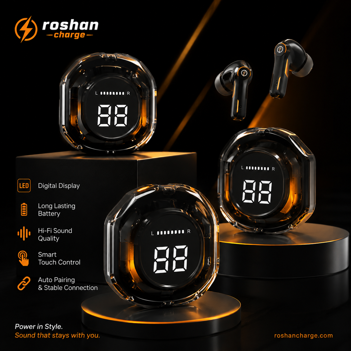 Premium Wireless Bluetooth 5.1 Earbuds with Smart LED Digital Display