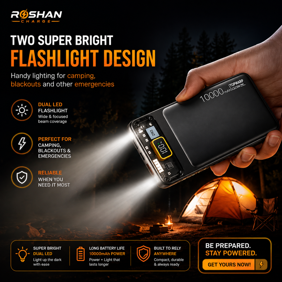 10000Mah Power Bank Slim Portable Charger Pd 22.5W Fast Charging 5V 3A Usb-C Output Battery Pack With Emergency Lighting Compatible Android Phones And Most Electronic Devices