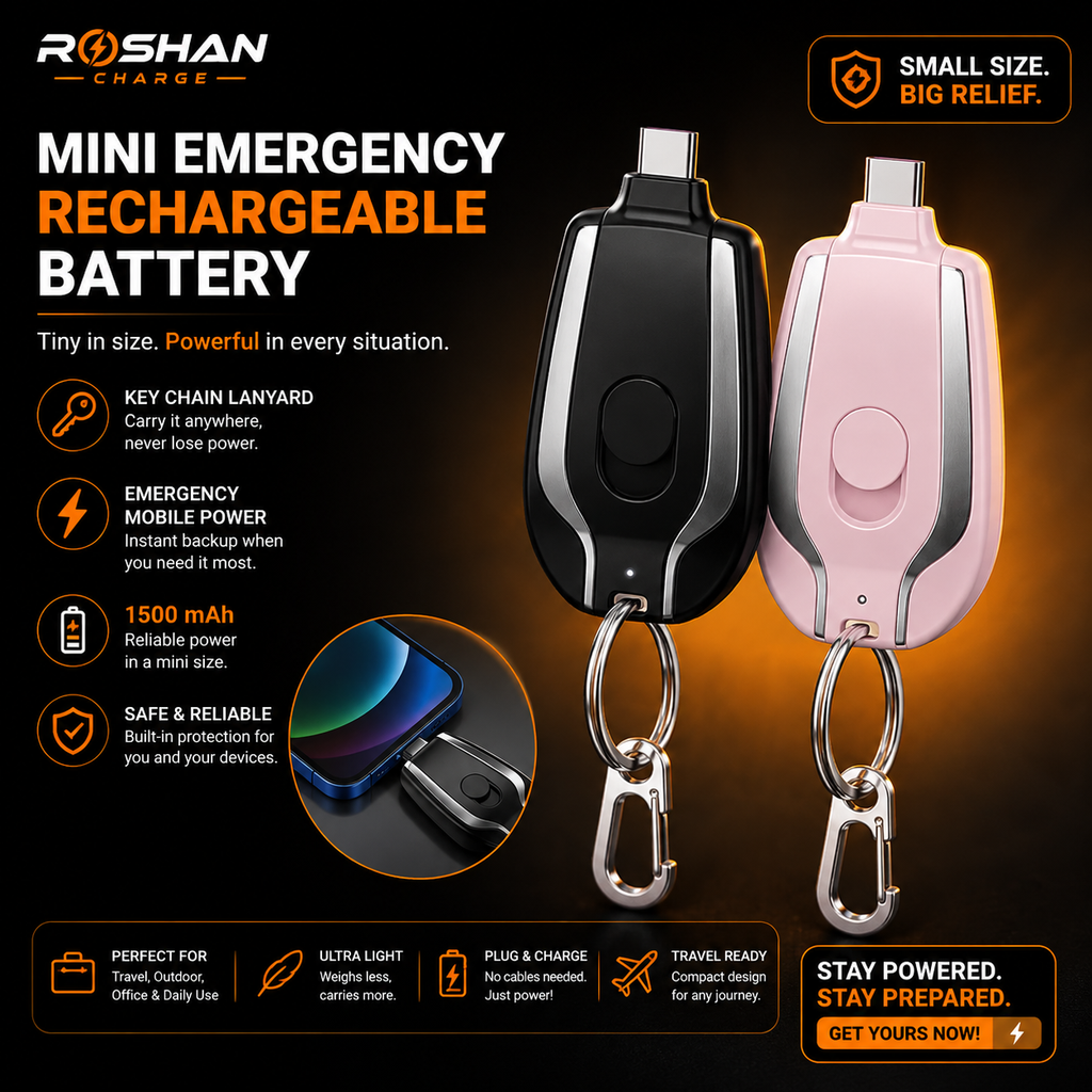 Fast Charging Keychain Power Bank Black