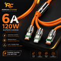 120W 3-in-1 Fast Charging Cable – Type-C, Lightning & Micro USB | Orange