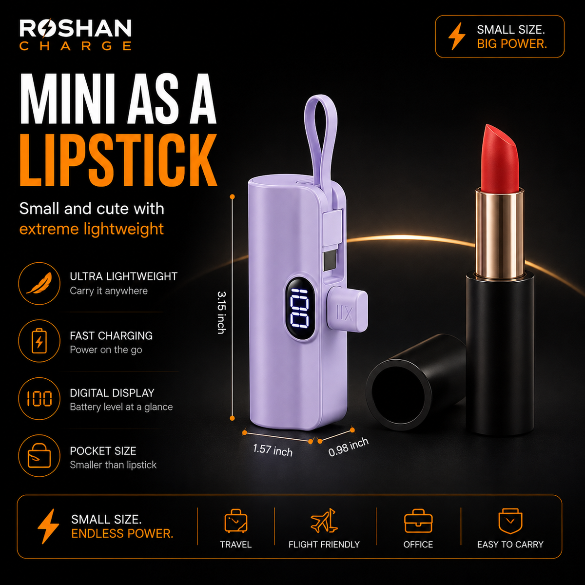 Portable LED Power Bank 5000mAh Dual Charge