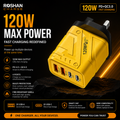 120W 4-Port Fast Charging Wall Adapter  4-in-1 USB Quick Charge Power Plug