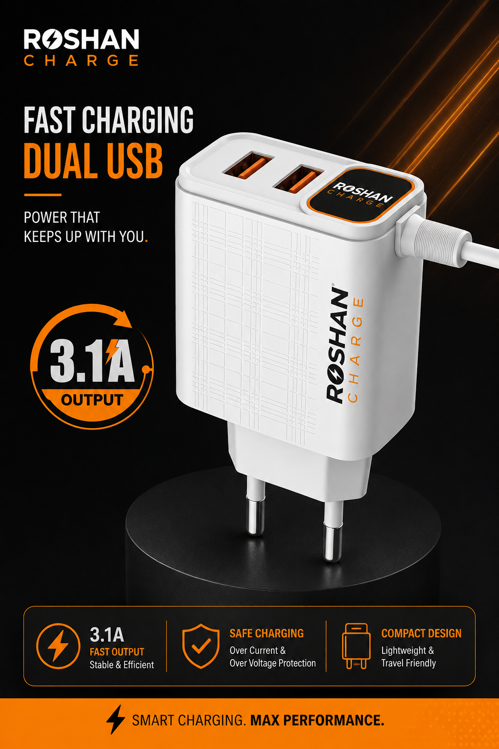 3-in-1 Type-C Fast Charger for Phone – 31A High-Power Charging Adapter