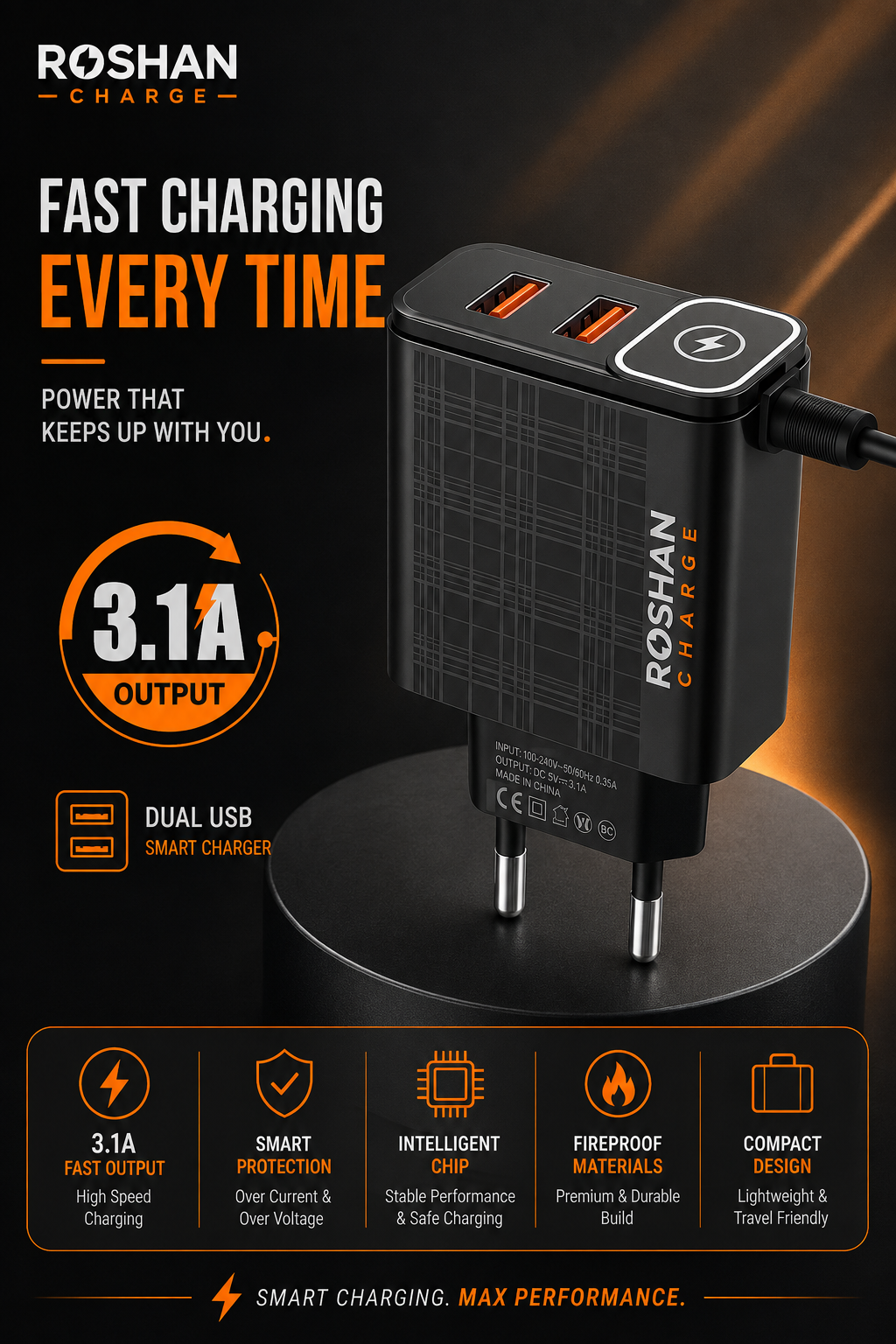 3-in-1 Type-C Fast Charger for Phone – 31A High-Power Charging Adapter